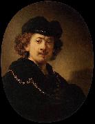 Self-portrait Wearing a Toque and a Gold Chain Rembrandt